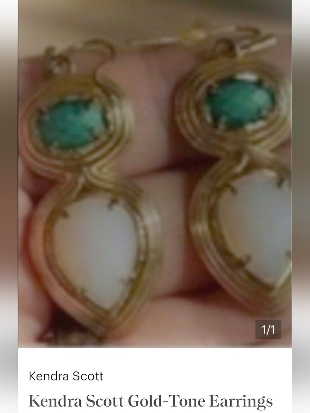 Kendra Scott Gold-Tone Earrings with Green and White Stones